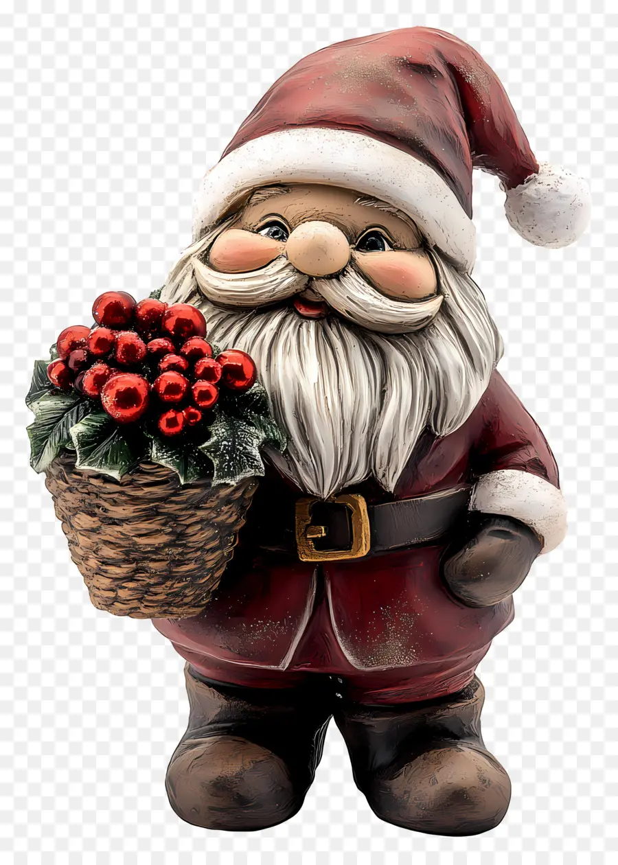 Gnomo De Natal，Papai Noel Com Cesta PNG