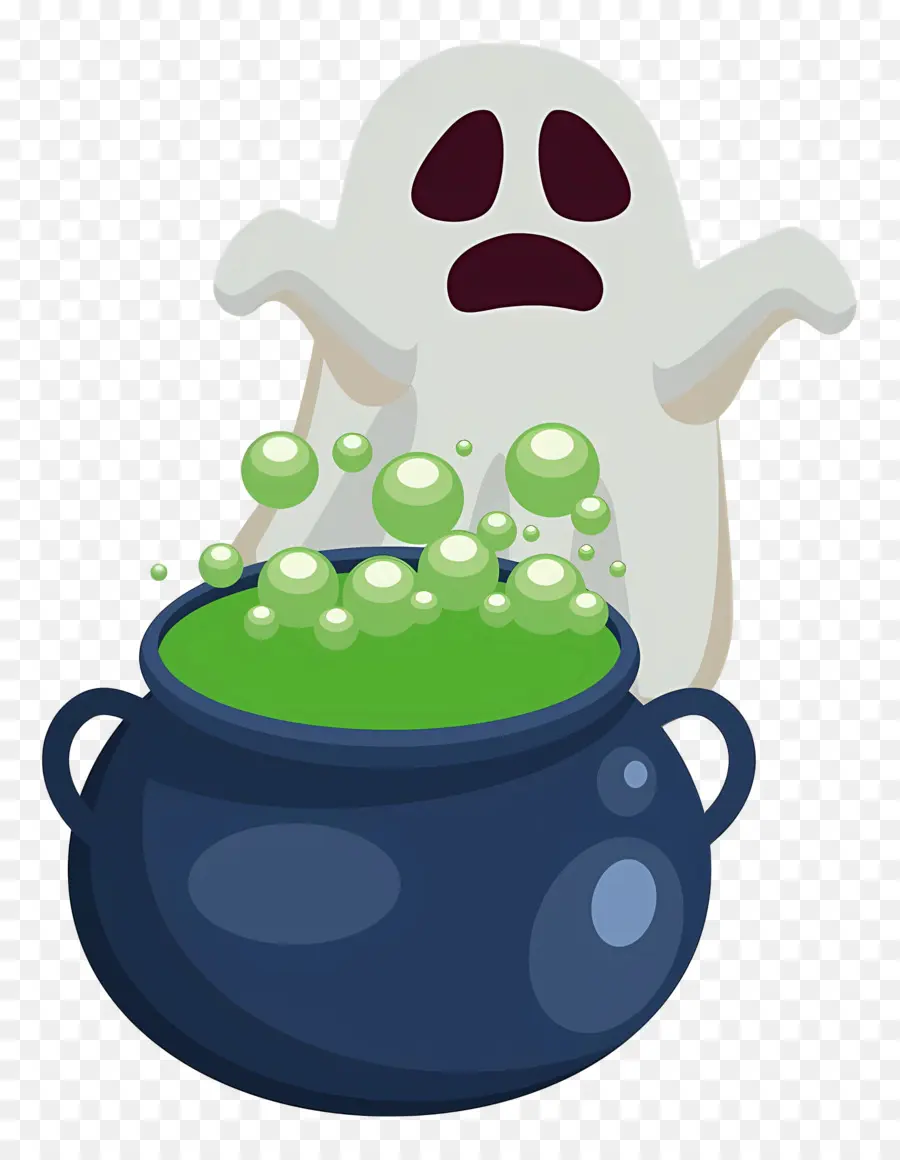 Caldeirão De Halloween，Fantasma Com Caldeirão PNG