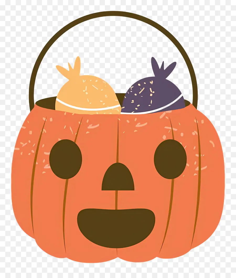 Balde De Doces De Halloween，Cesta De Abóbora PNG