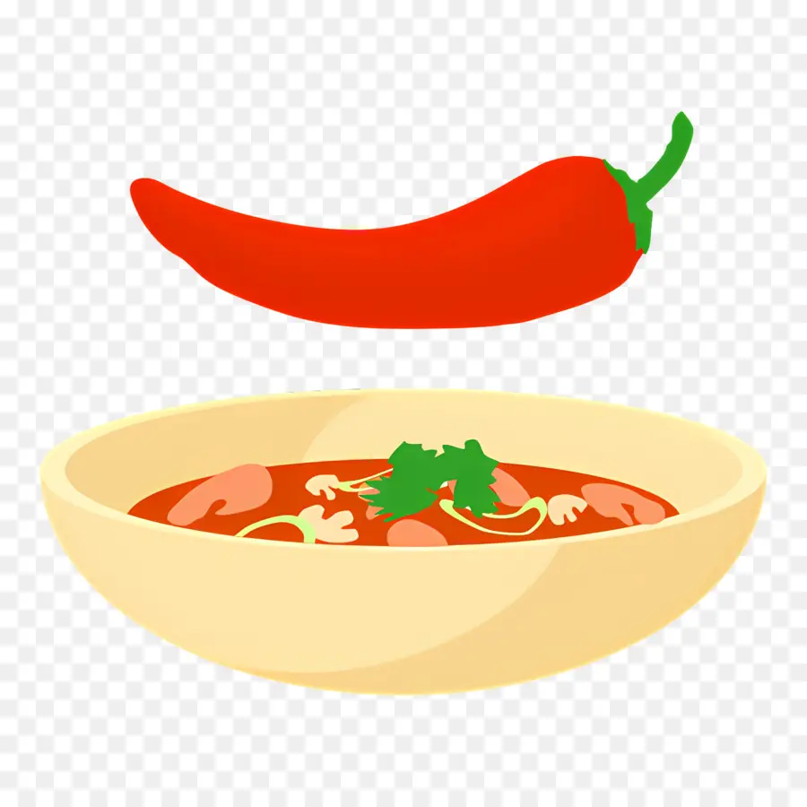 Vermelho Frio，Tigela De Sopa Com Pimenta PNG