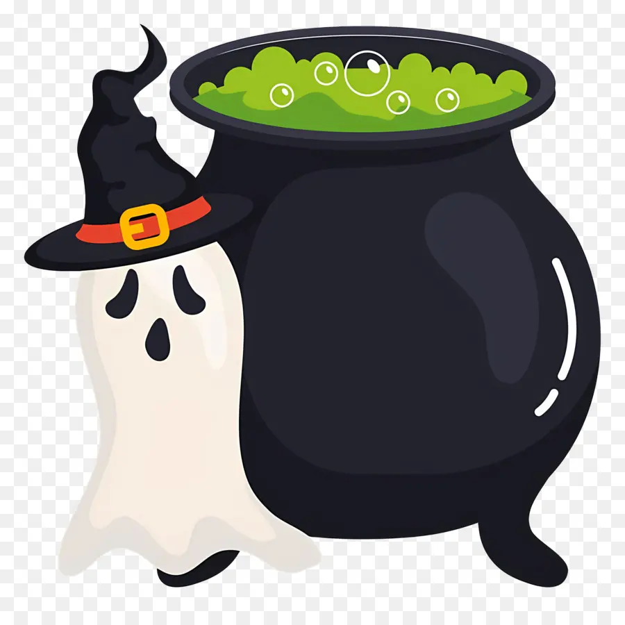 Caldeirão De Halloween，Fantasma Com Caldeirão PNG