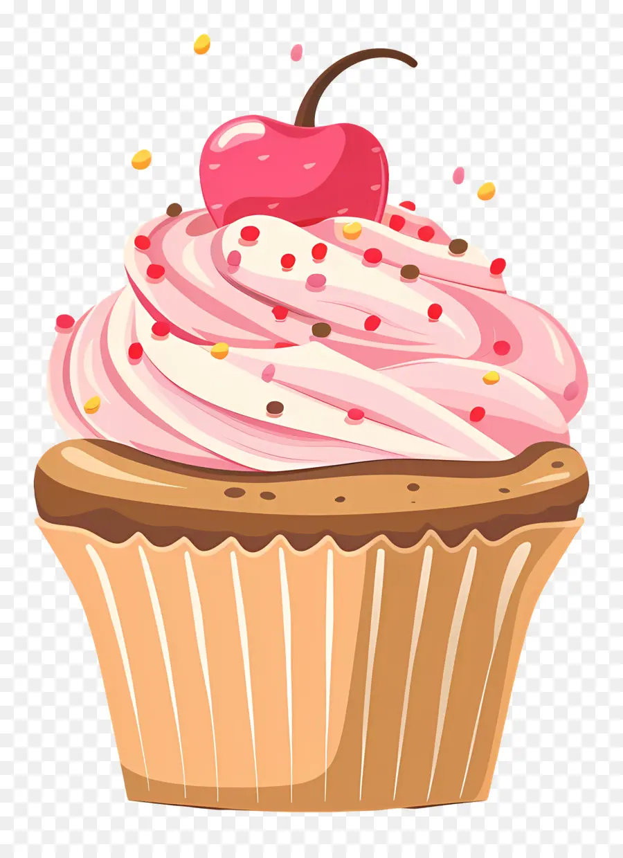 Bolinho Fofo，Cupcake Com Cereja PNG