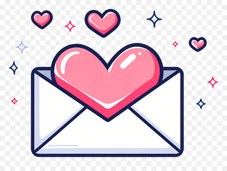 Correio De Amor，Envelope Com Coração PNG