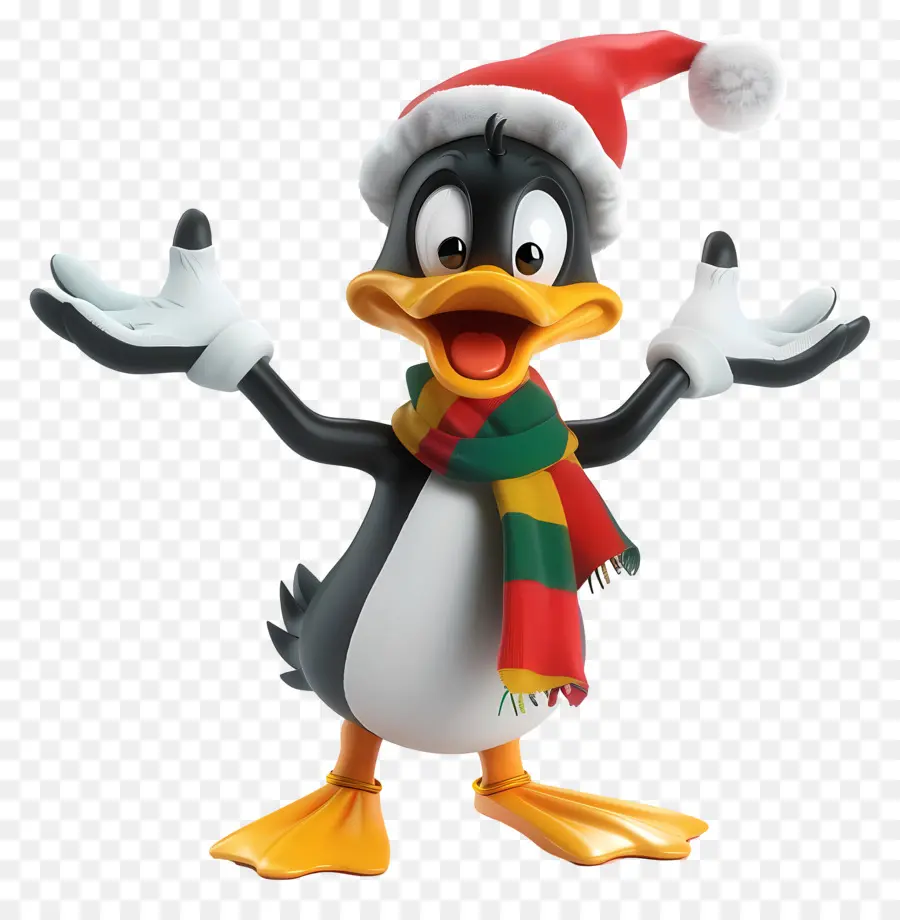 Patolino，Pinguim Com Chapéu De Papai Noel PNG