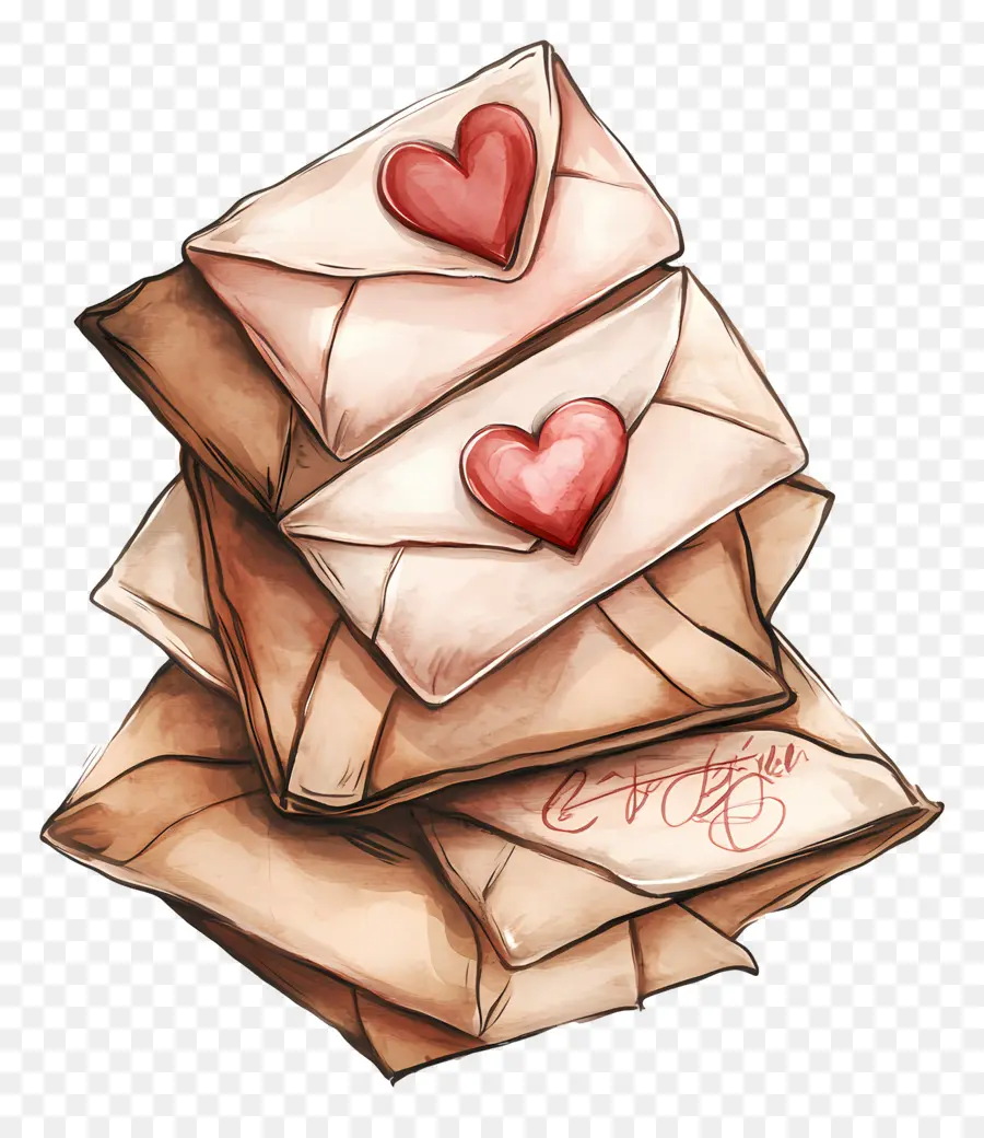 Correio De Amor，Pilha De Envelopes PNG