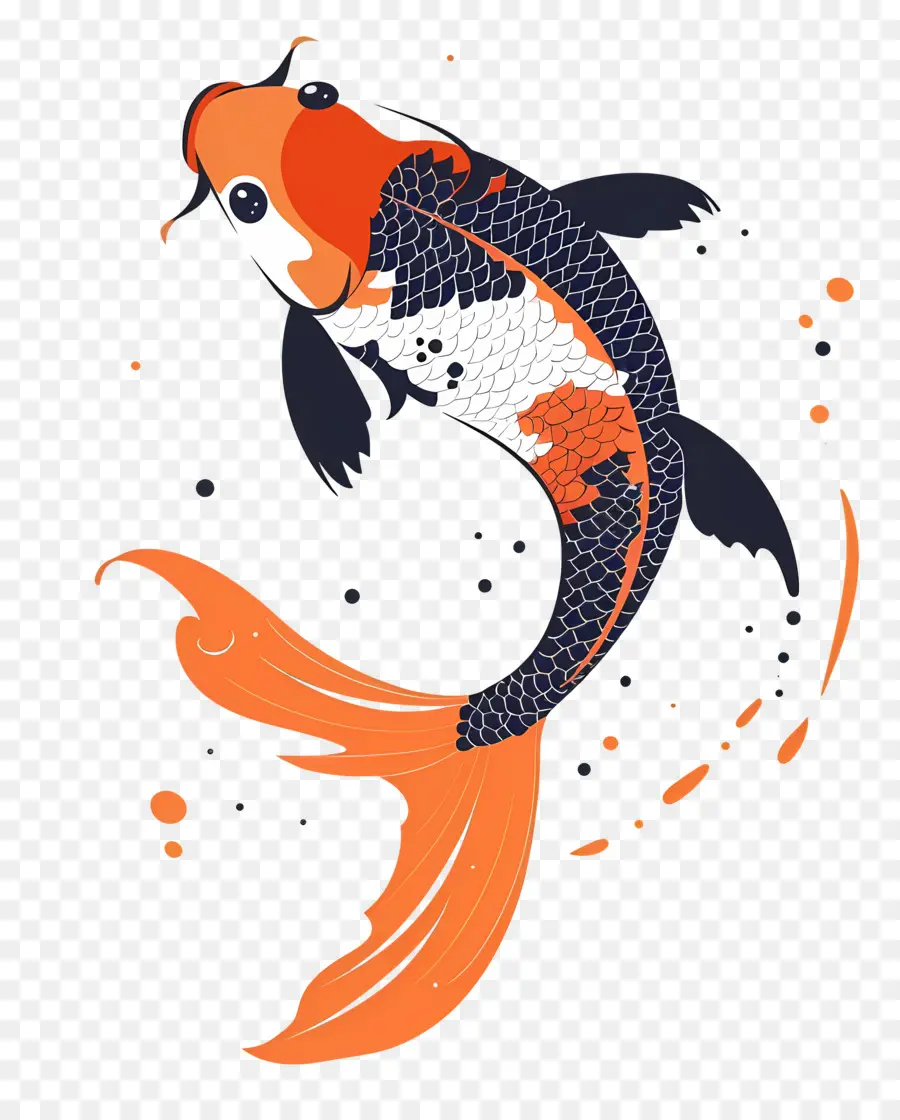 Peixe Koi，Peixe Koi Laranja E Preto PNG