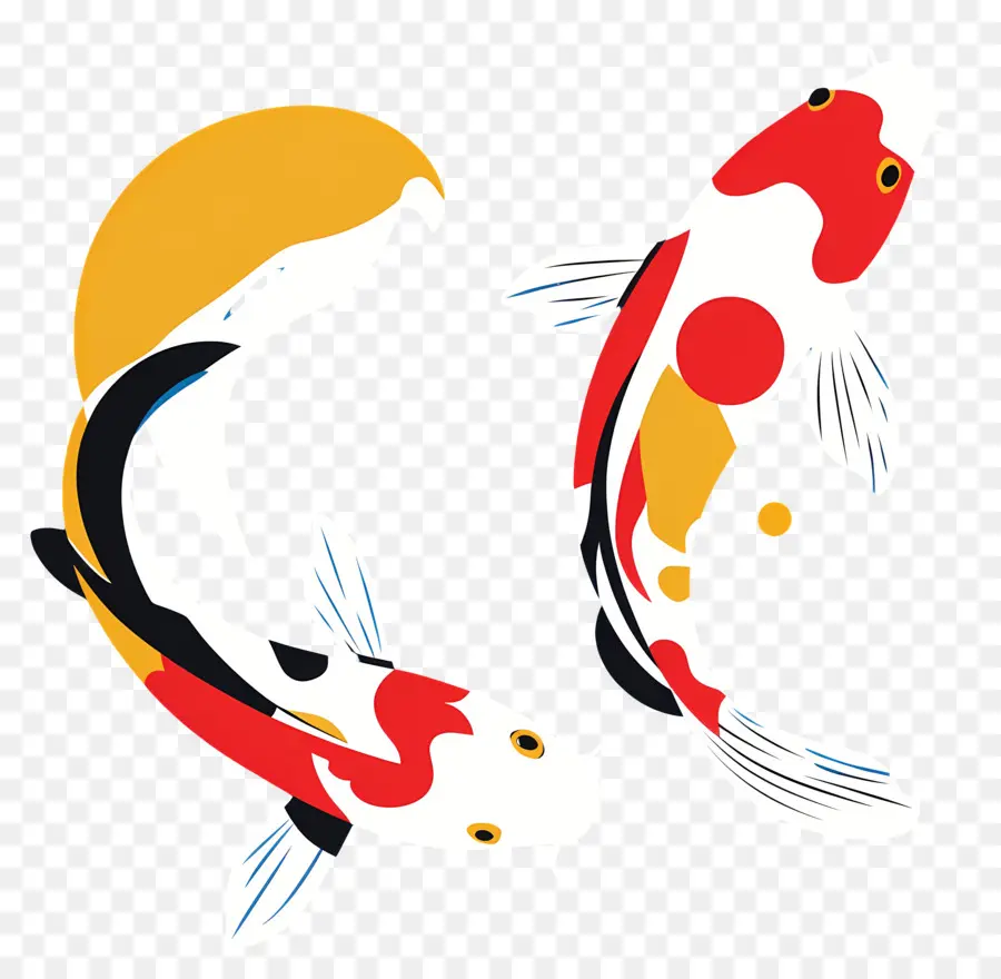 Peixe Koi，Dois Peixes Koi Coloridos PNG