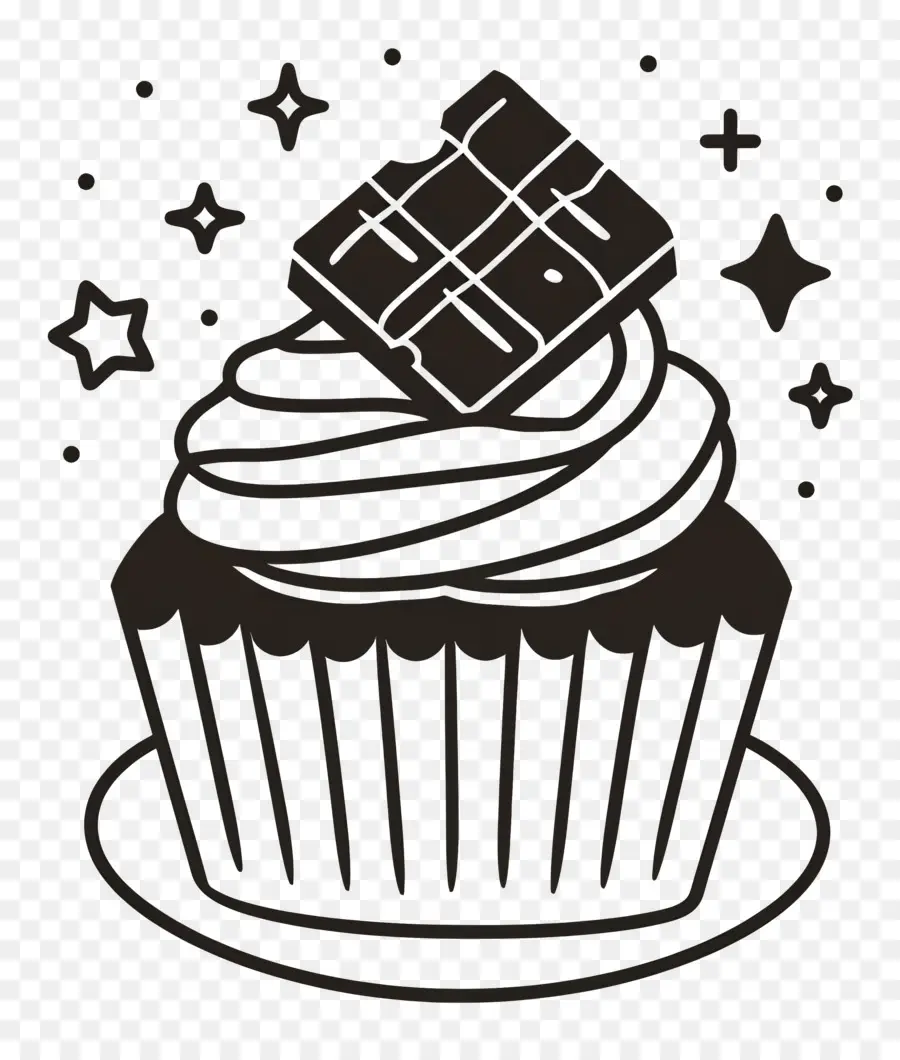 Contorno De Cupcake，Bolinho Com Chocolate PNG