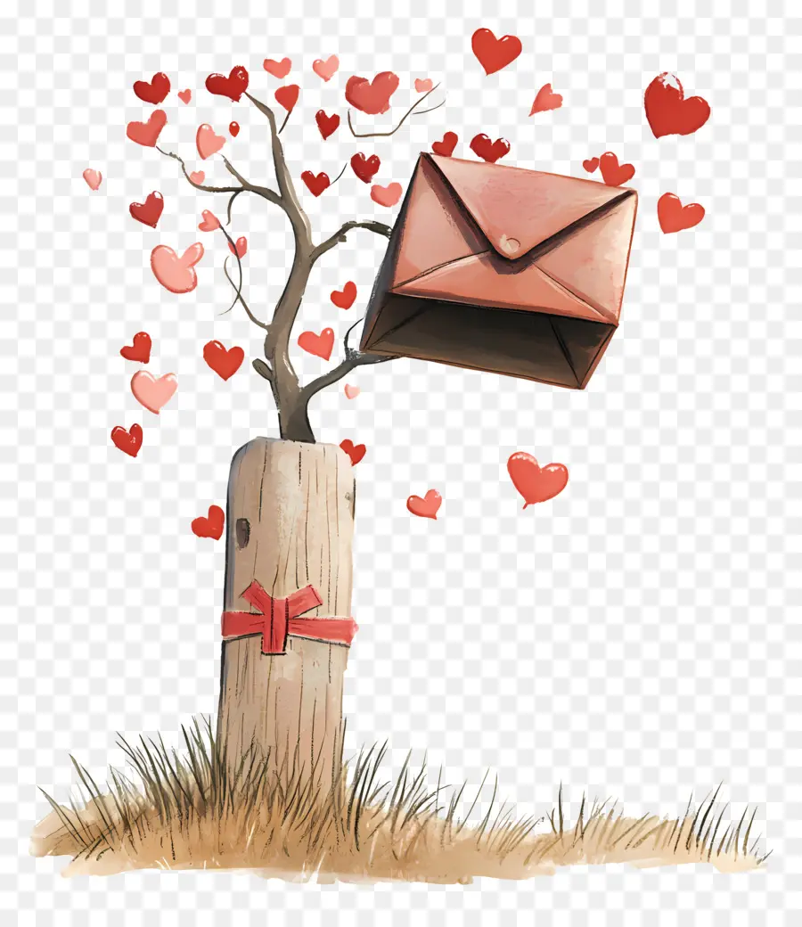 Correio De Amor，Envelope Com Corações PNG