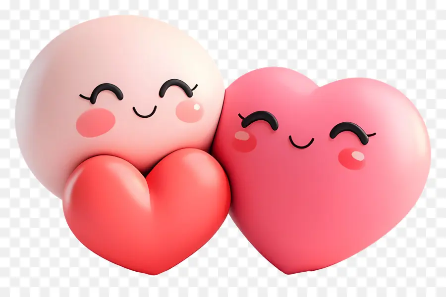 Amor Fofo，Corações Com Rostos PNG