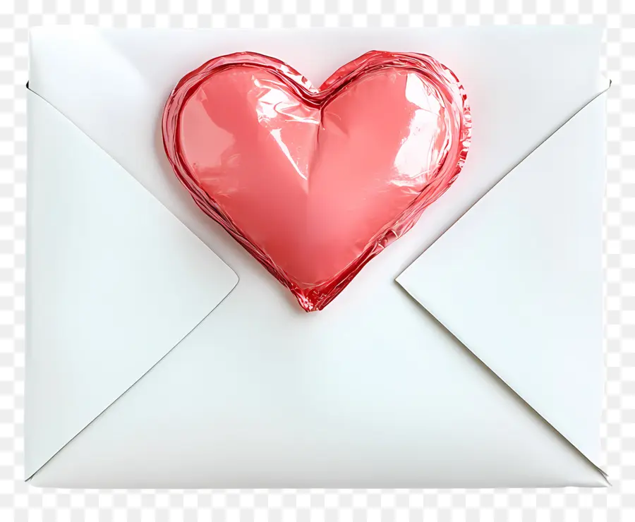 Correio De Amor，Envelope Com Coração PNG