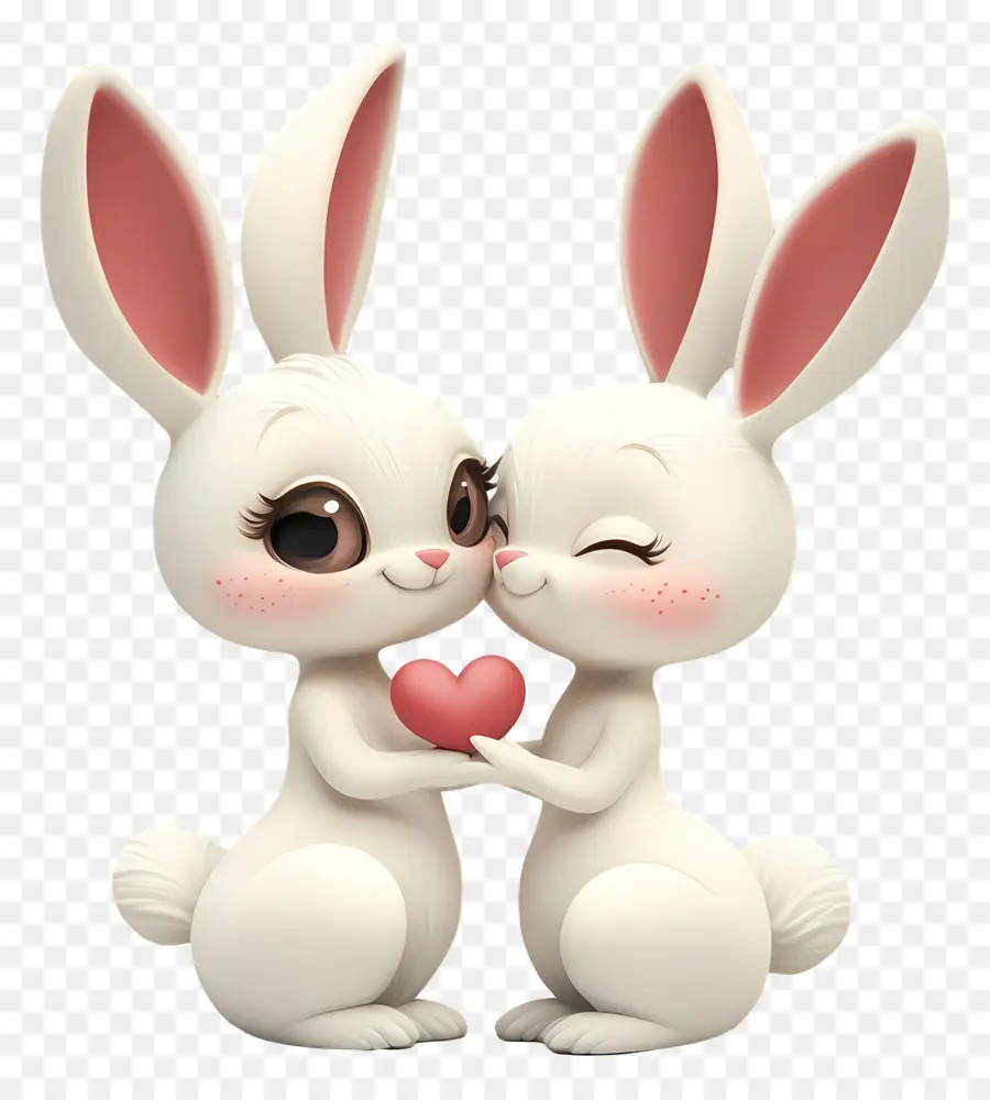 Amor Fofo，Coelhos Brancos PNG