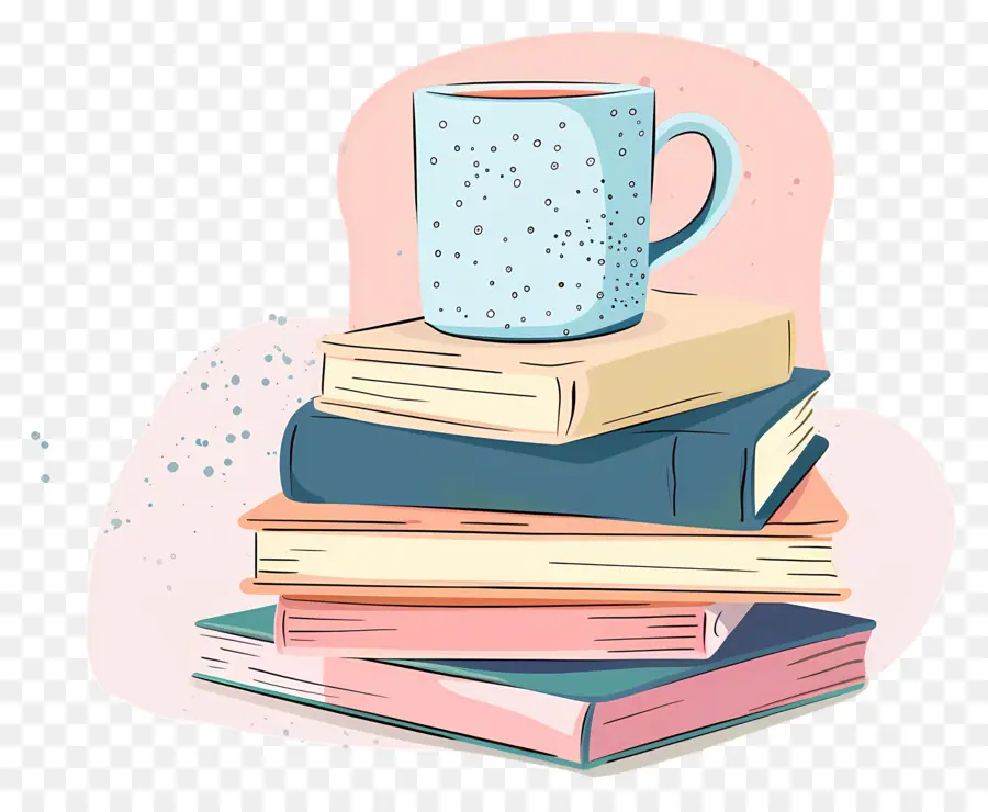 Livro E Café，Pilha De Livros Com Xícaras PNG