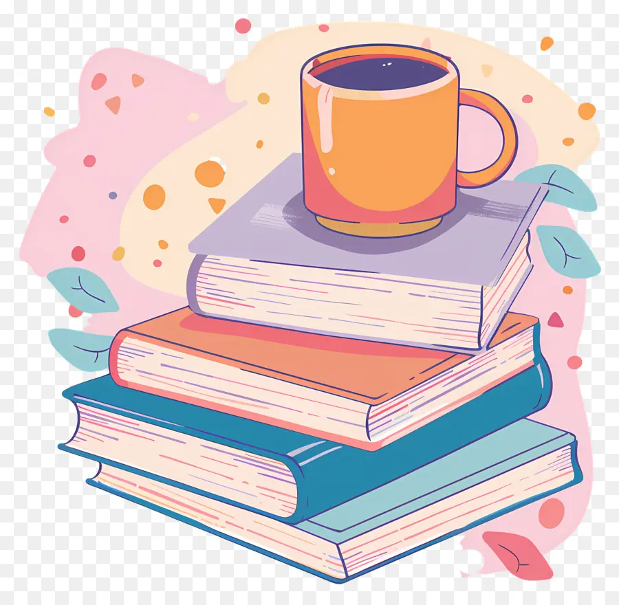 Livro E Café，Pilha De Livros Com Xícaras PNG