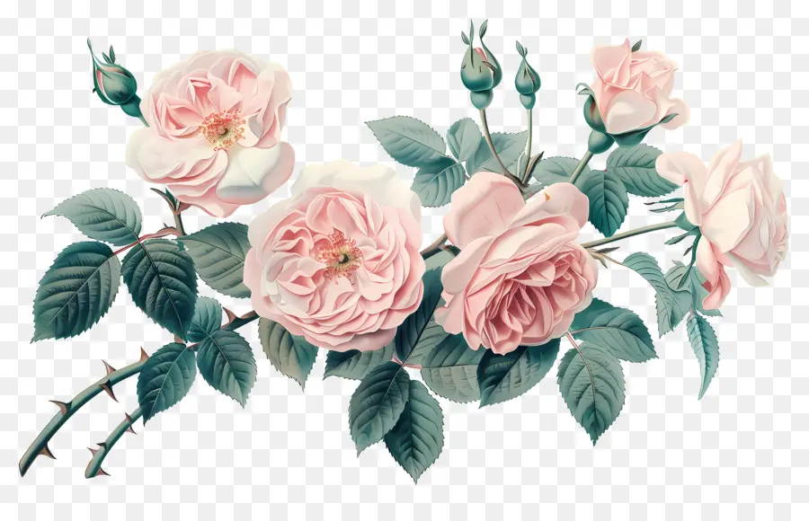 Rosas Vintage，Rosas Cor De Rosa PNG