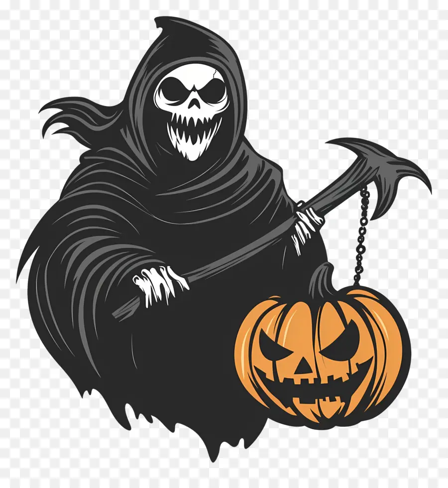 Ceifador，Grim Reaper Com Abóbora PNG