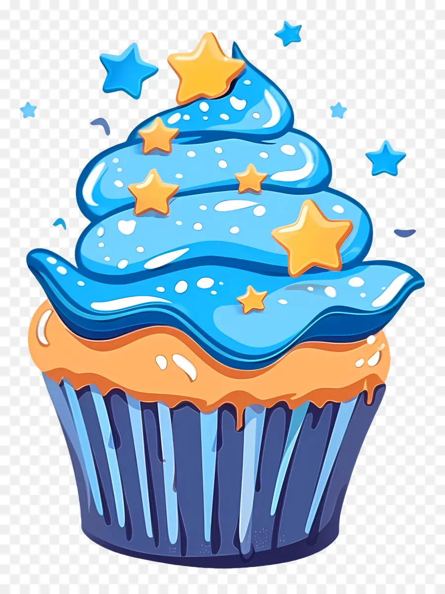 Cupcake Animado，Bolinho Azul PNG