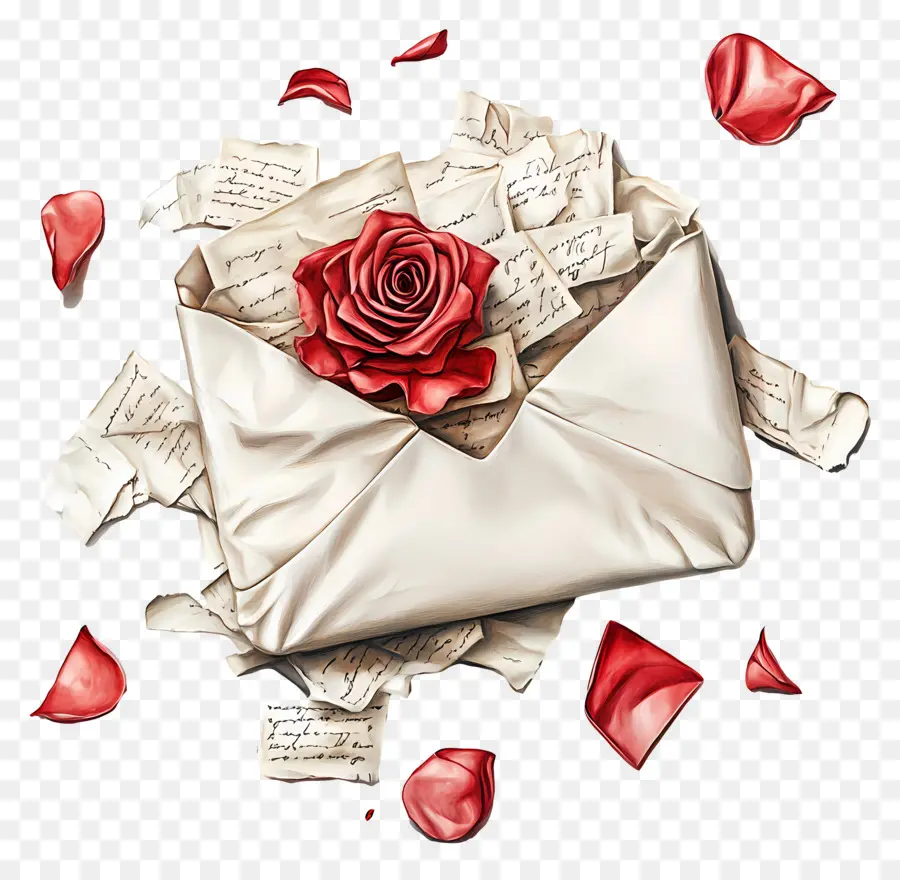 Correio De Amor，Envelope Com Rosa PNG