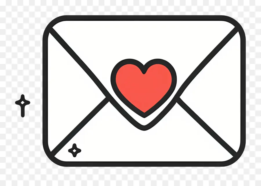 Correio De Amor，Envelope Com Coração PNG