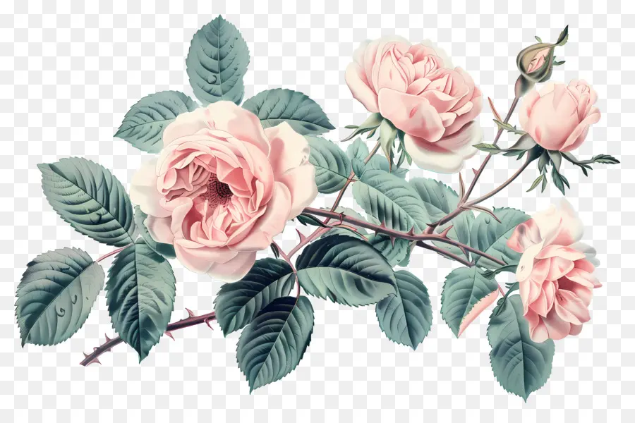 Rosas Vintage，Rosas Cor De Rosa PNG