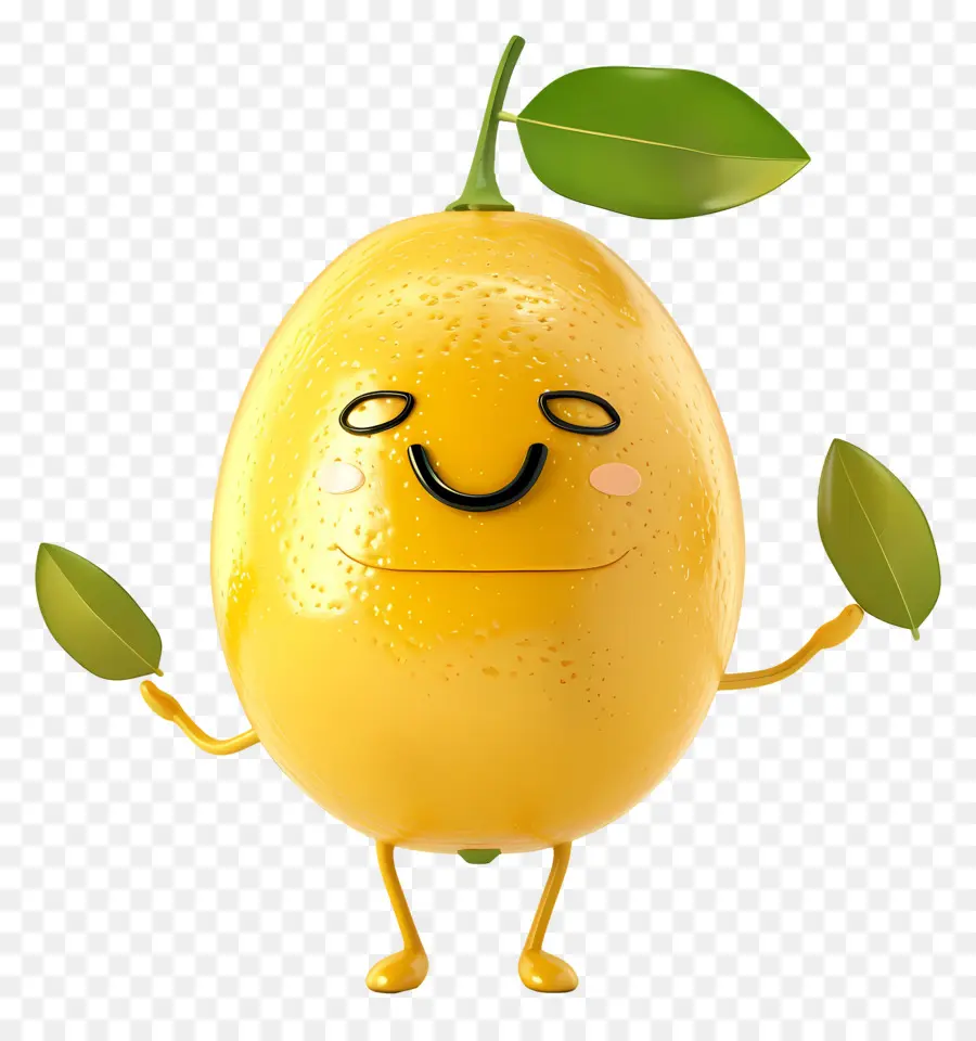 Limão Kawaii，Personagem De Limão Sorridente PNG