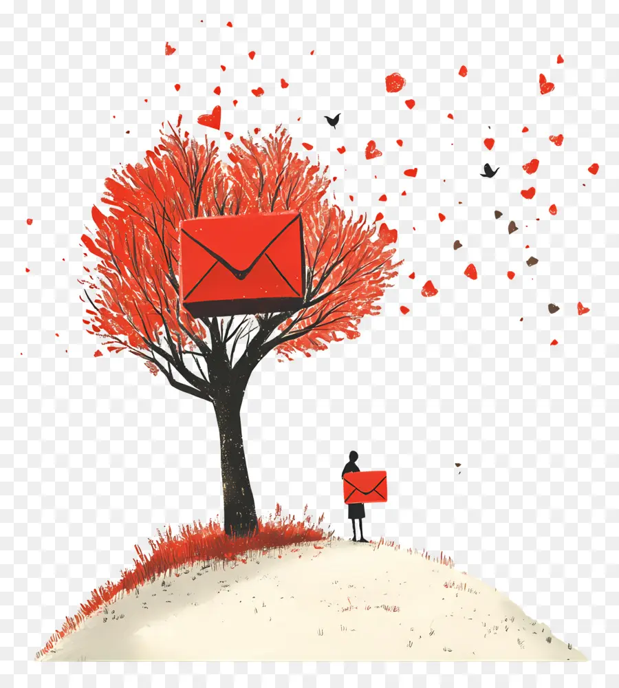 Correio De Amor，Árvore Com Envelopes PNG