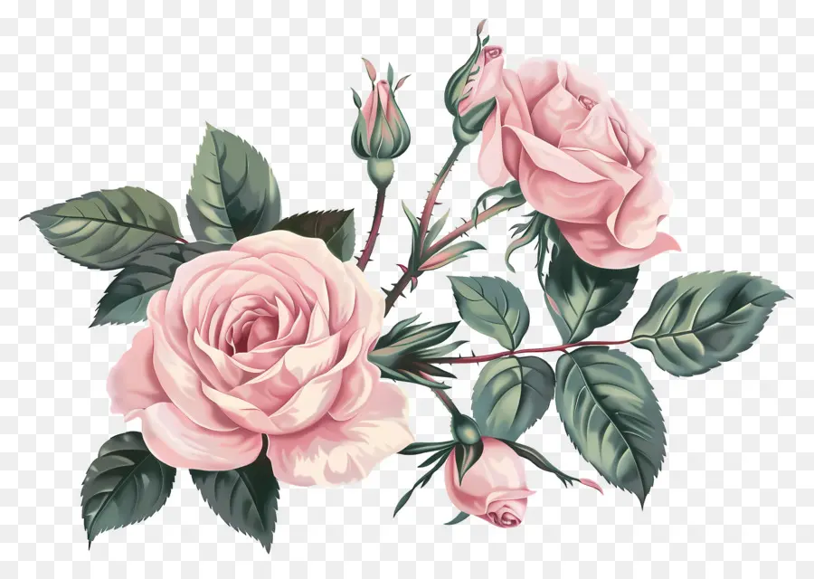 Rosas Vintage，Rosas Cor De Rosa PNG