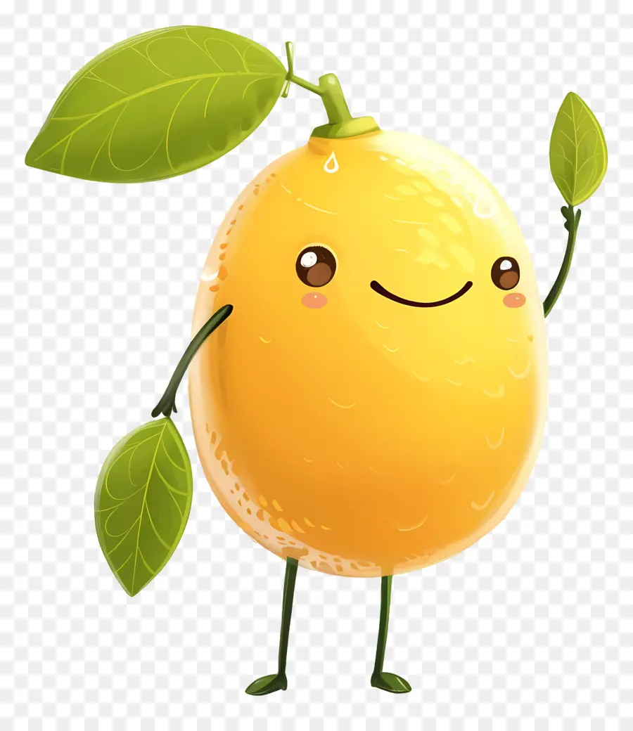 Limão Kawaii，Personagem De Limão Sorridente PNG