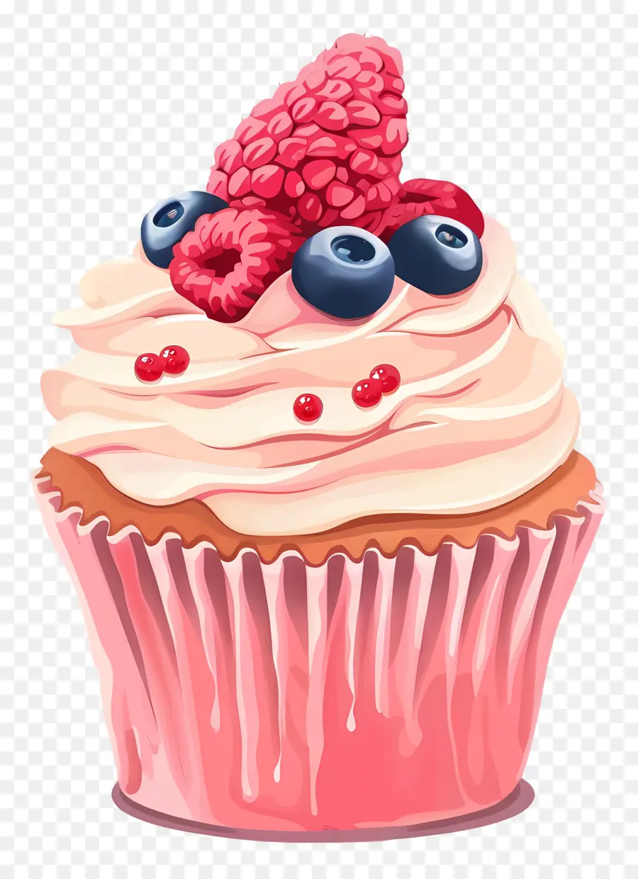 Bolinho Fofo，Cupcake Com Framboesa PNG