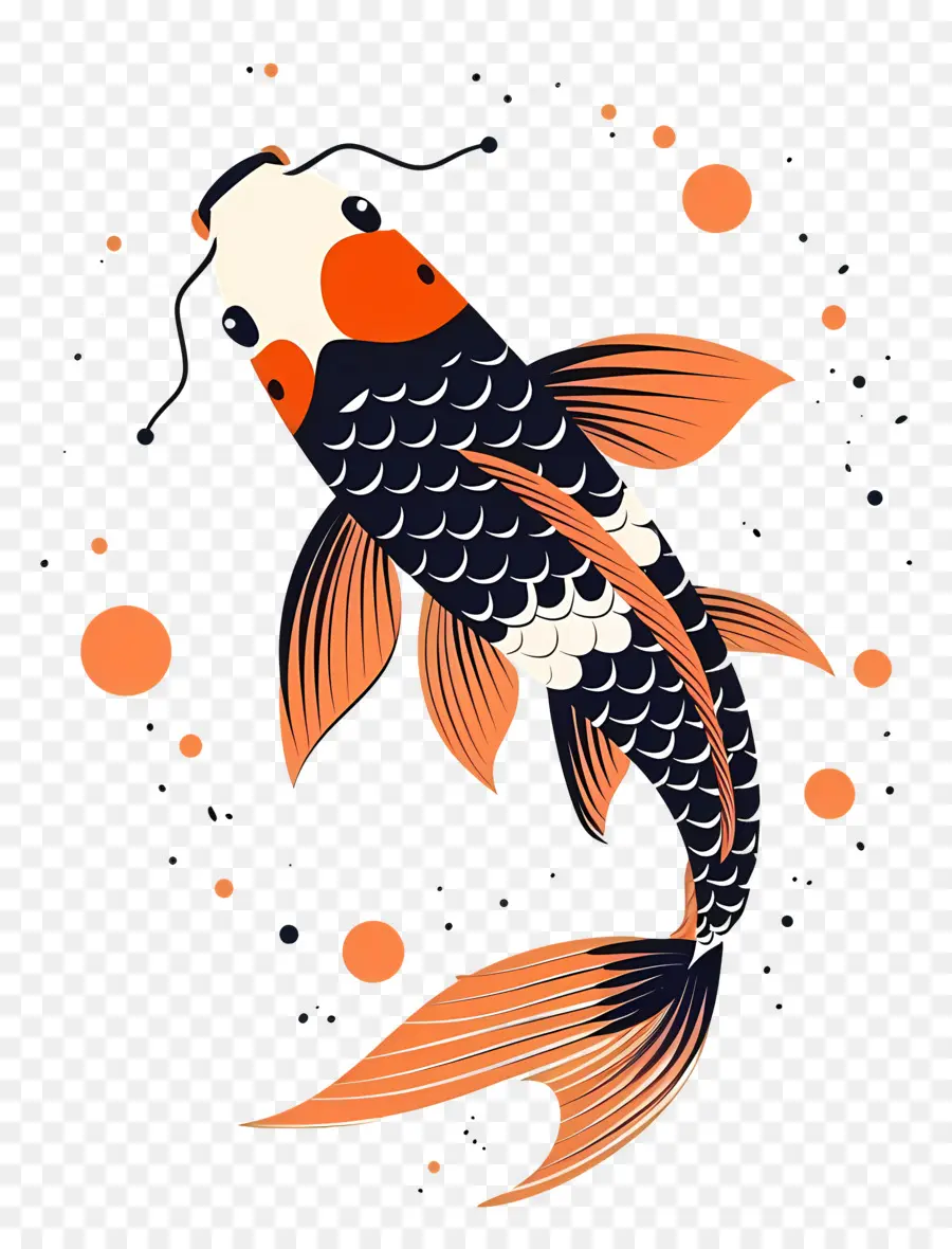 Peixe Koi，Peixe Koi Laranja E Preto PNG