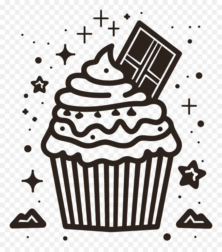 Contorno De Cupcake，Bolinho Com Chocolate PNG