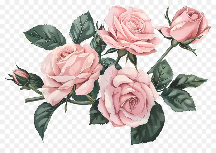 Rosas Vintage，Rosas Cor De Rosa PNG