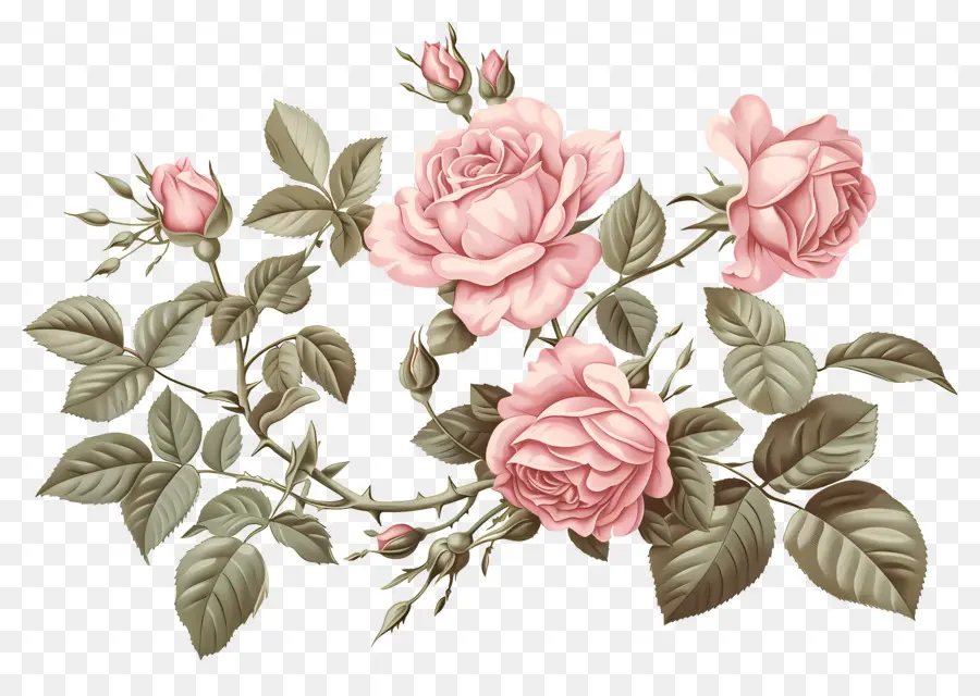 Rosas Vintage，Rosa Rosa PNG