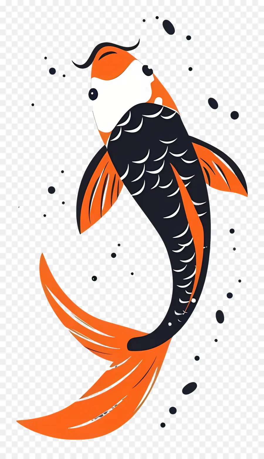 Peixe Koi，Peixe Koi Laranja E Preto PNG