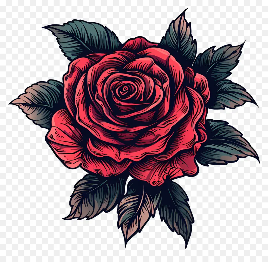 Rosa Vermelha，Folhas PNG