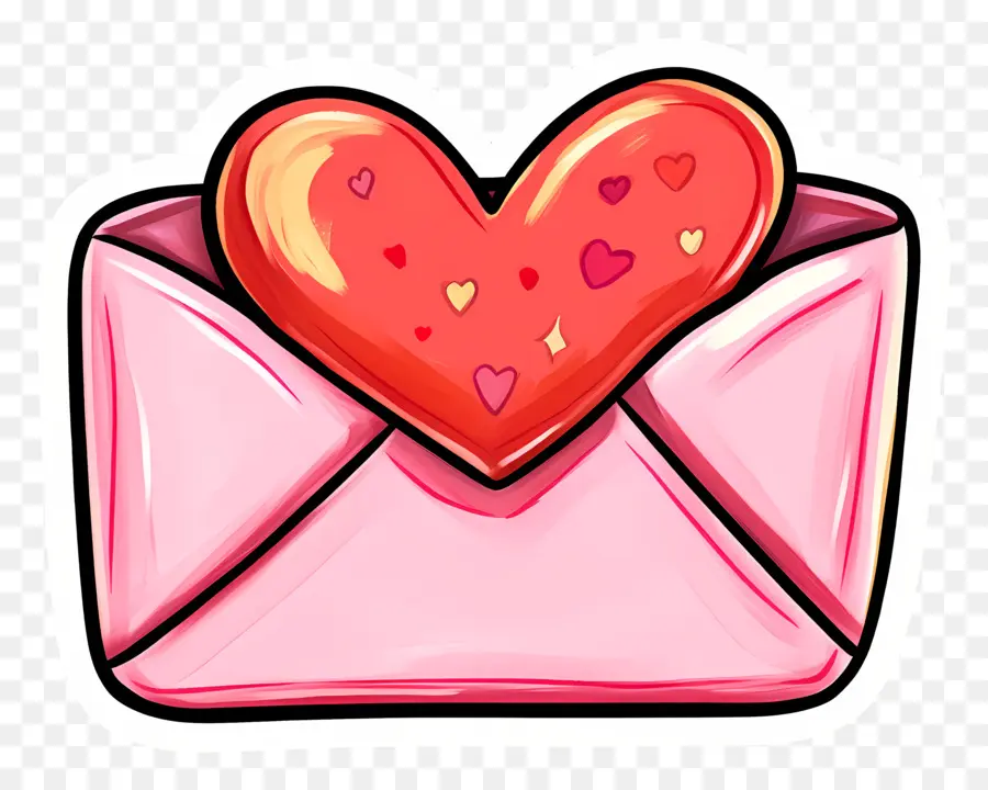 Correio De Amor，Envelope Com Coração PNG