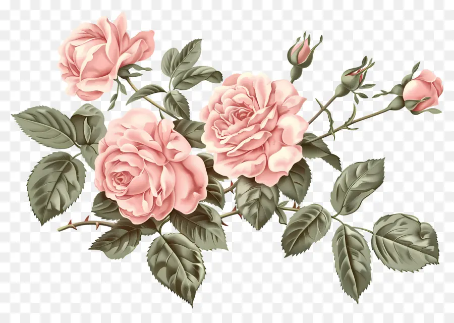 Rosas Vintage，Rosas Cor De Rosa PNG