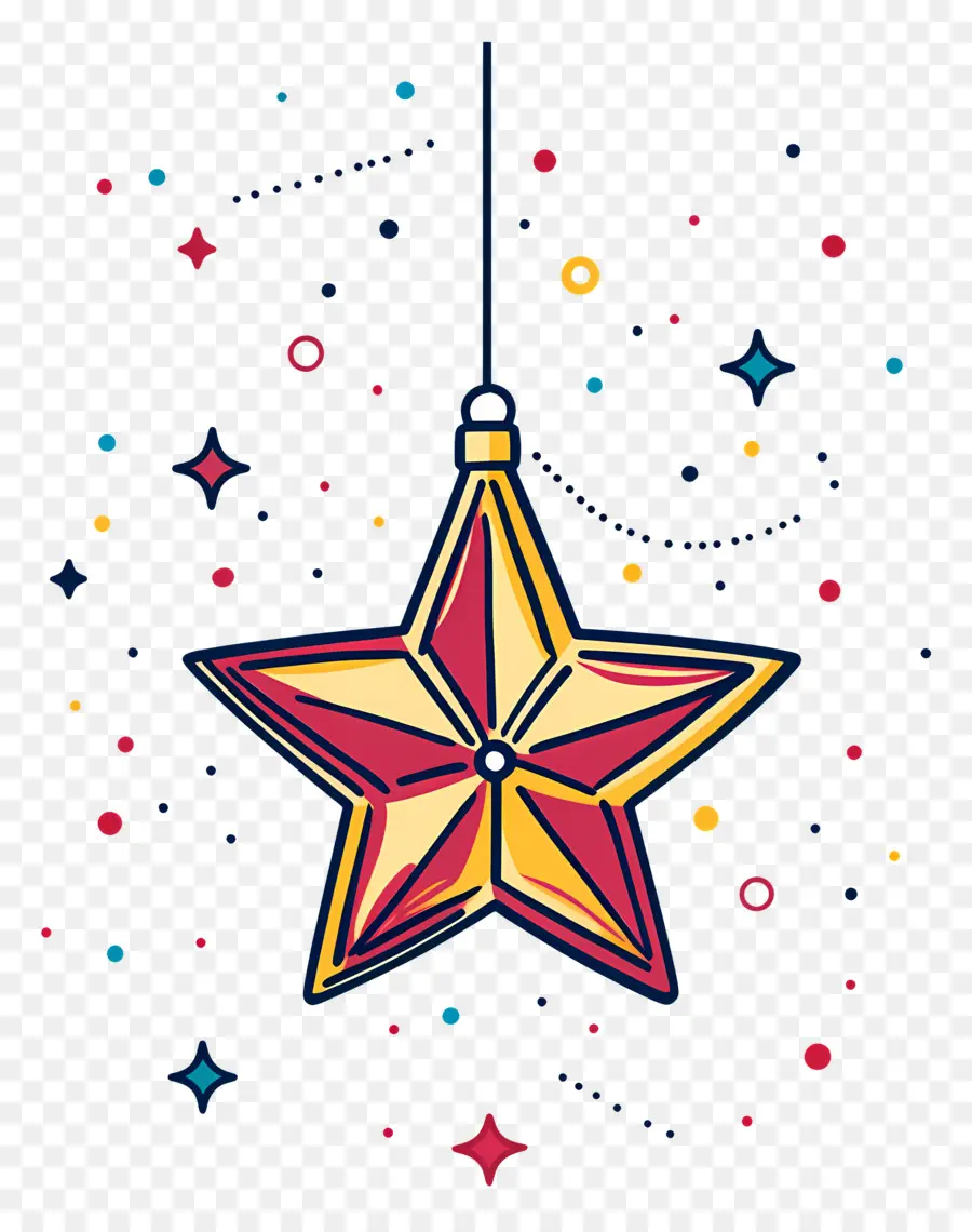 Estrela De Natal，Ornamento De Estrela Colorida PNG