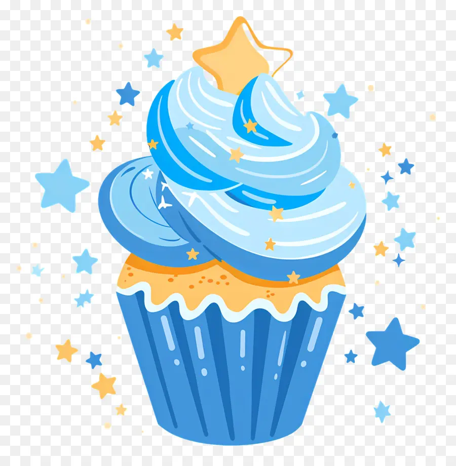 Cupcake Animado，Bolinho Azul PNG