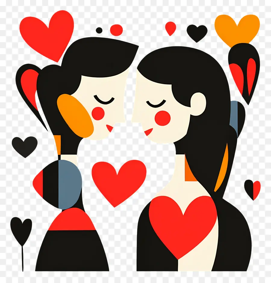 Amor Fofo，Casal Abstrato Com Corações PNG