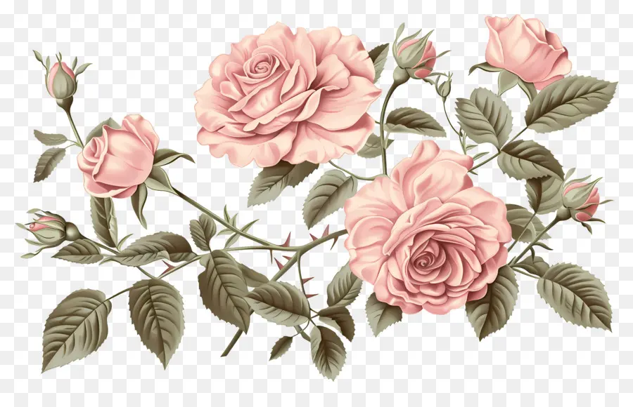 Rosas Vintage，Rosas Cor De Rosa PNG