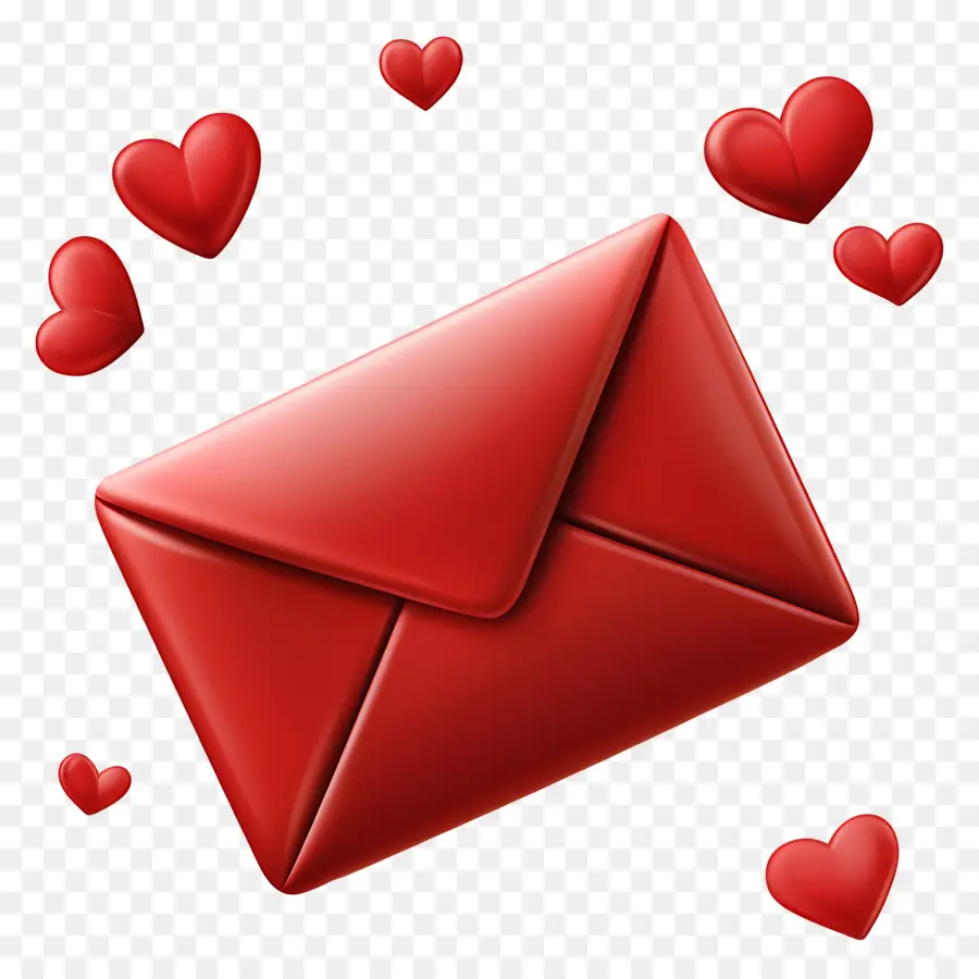 Correio De Amor，Envelope Com Corações PNG