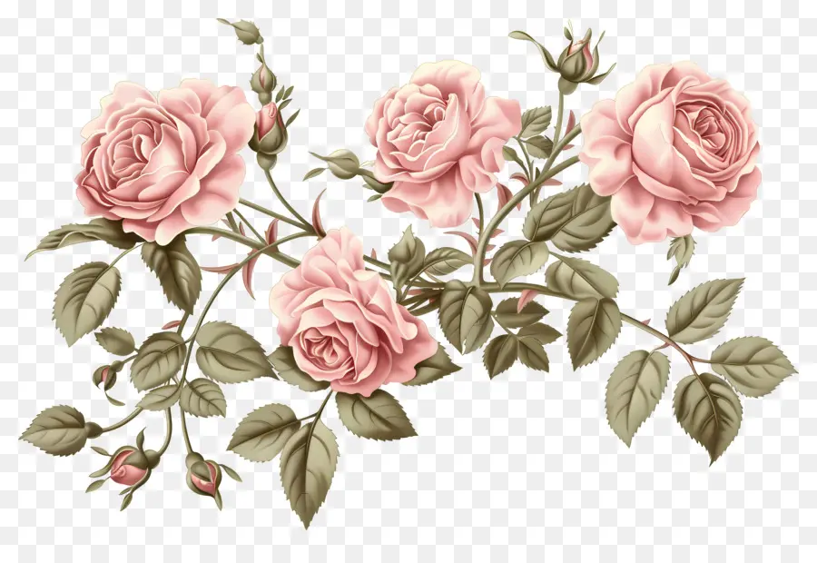 Rosas Vintage，Rosas Cor De Rosa PNG