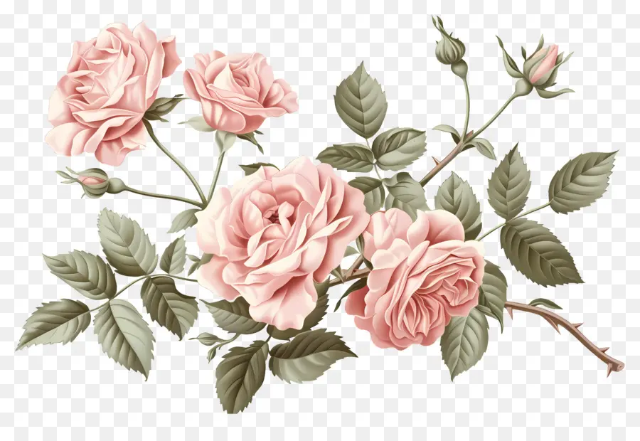 Rosas Vintage，Rosas Cor De Rosa PNG