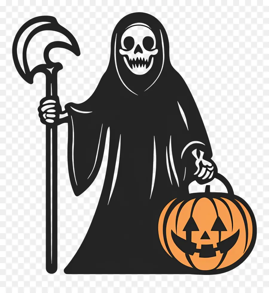 Ceifador，Grim Reaper Com Abóbora PNG