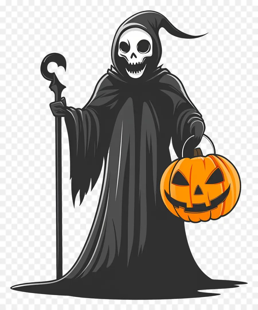 Ceifador，Grim Reaper Com Abóbora PNG