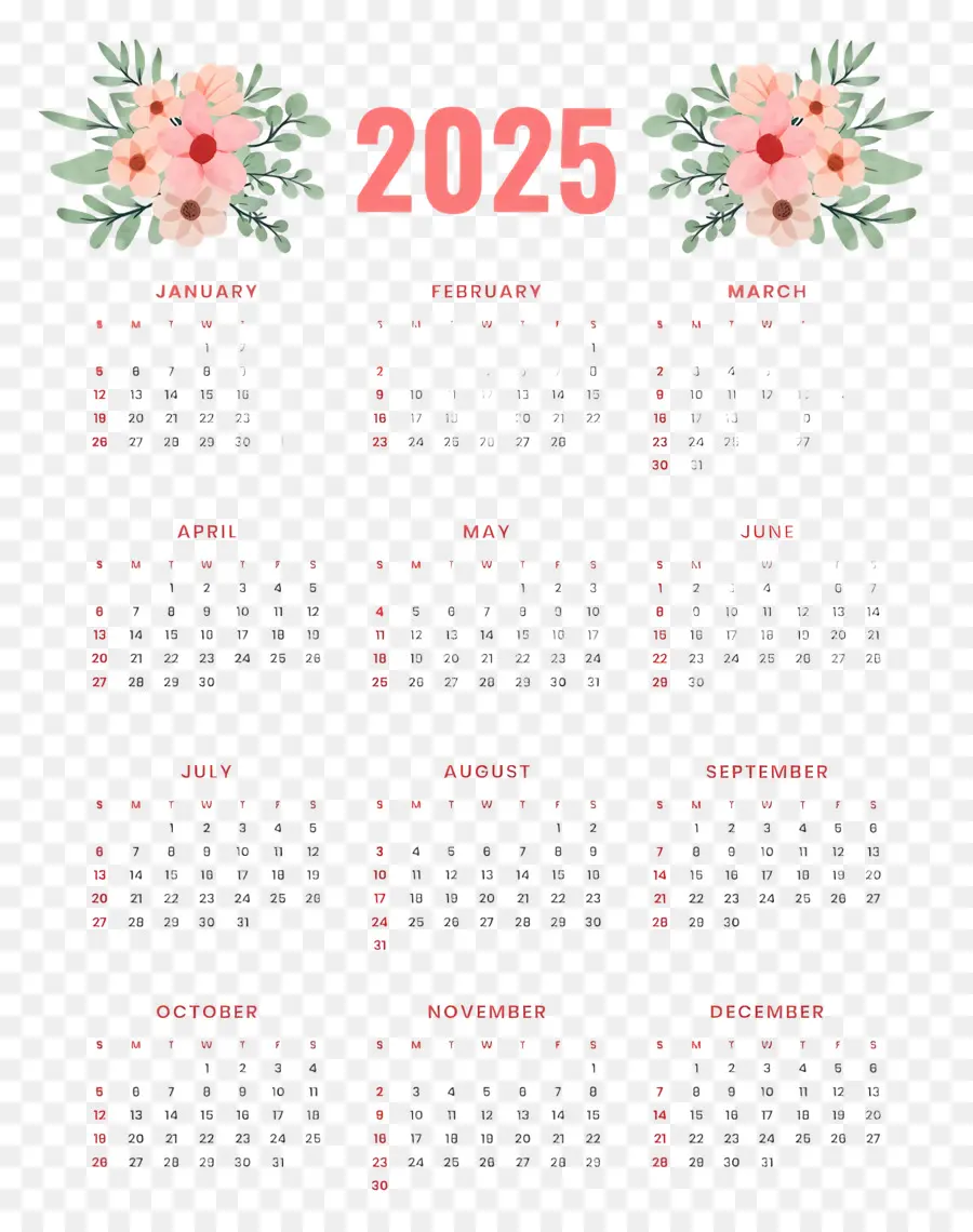 Calendário 2025，Calendário 2025 Com Folhas PNG