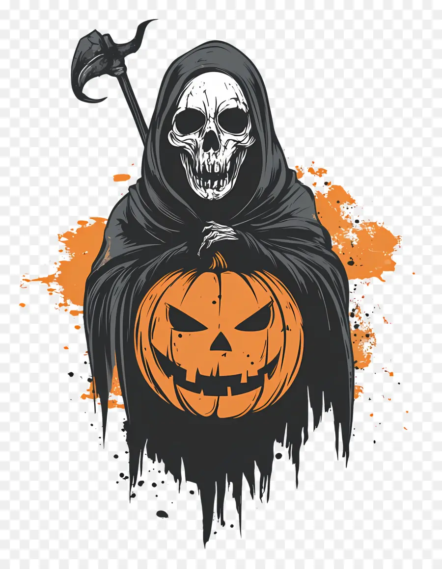 Ceifador，Grim Reaper Com Abóbora PNG