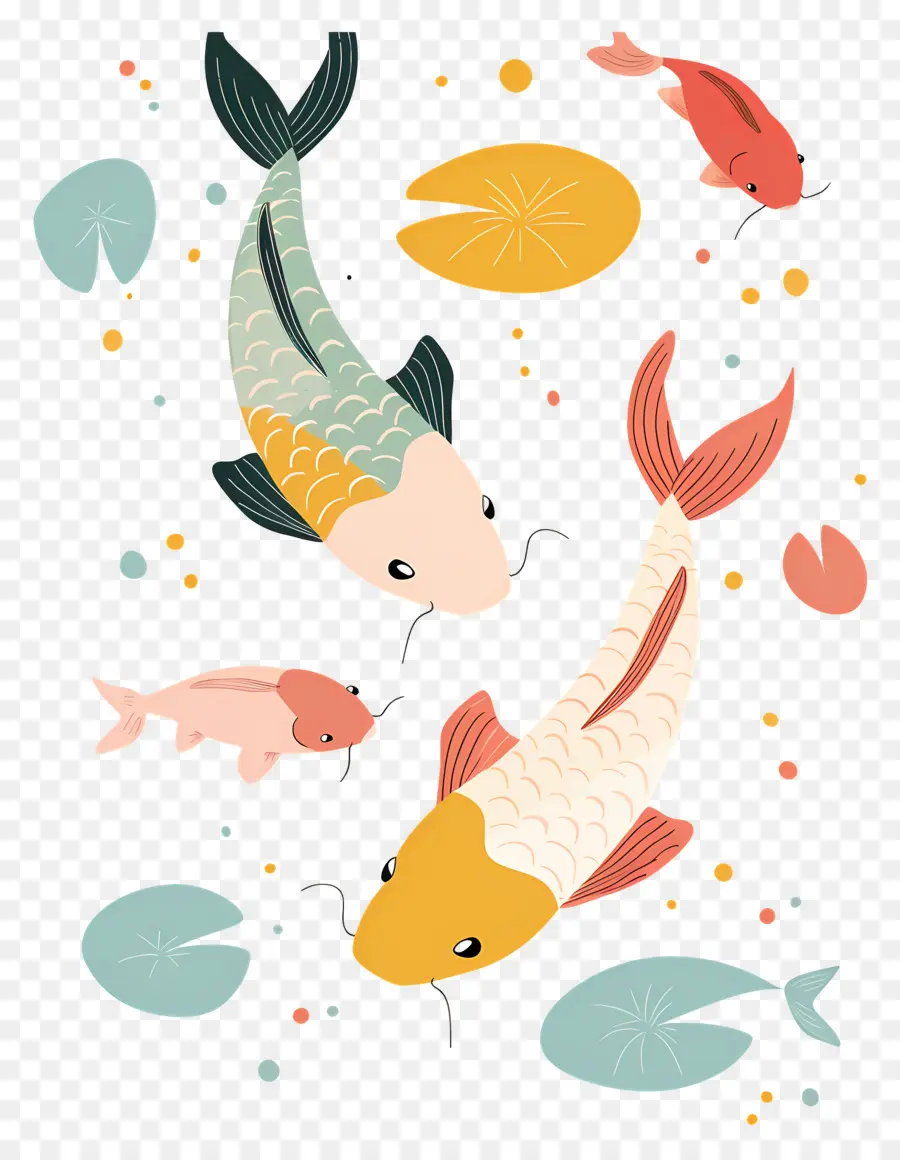 Peixe Koi，Peixe Koi Vermelho Com Lírios PNG