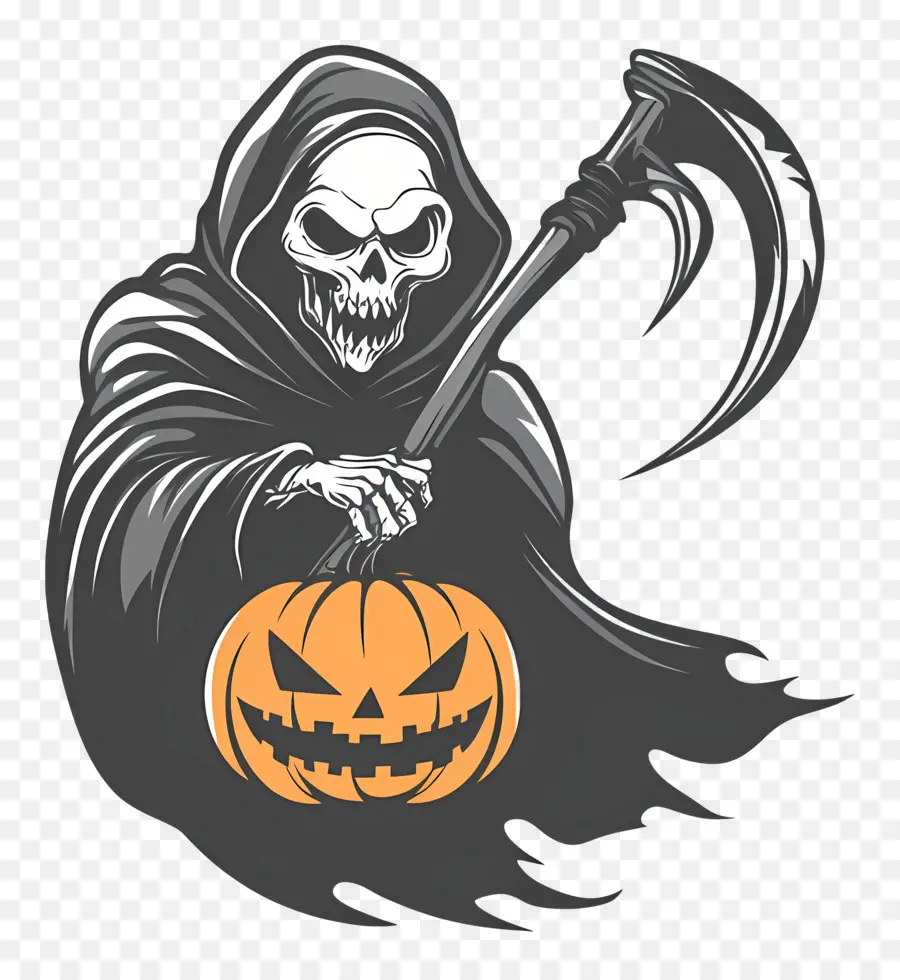 Ceifador，Grim Reaper Com Abóbora PNG